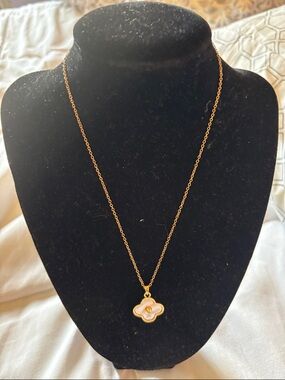 Gold-Tone Pink Flower Pendant Necklace - Women Jewelry